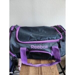 Reebok Gray & Purple Duffel Bag Gym Travel Carry On Sport Weekend